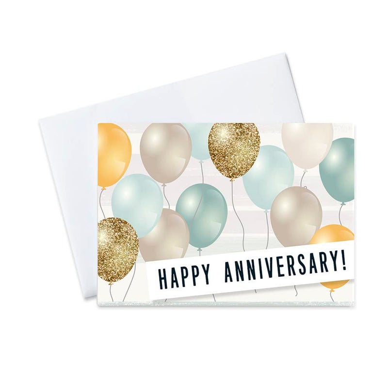 CEO Cards Work Anniversary Cards with Envelopes for Employees (Balloons) Bulk 25 Pack Appreciation Greeting Card Set for Business - 5x7 Inch â€“ Office, Work, Coworkers & Team (A2003) - Image 1